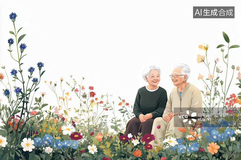【AI数字艺术】相伴到老，老年伴侣图片素材