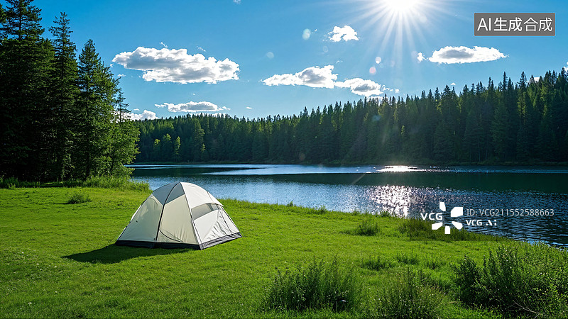 【AI数字艺术】一个草地上的帐篷图片素材
