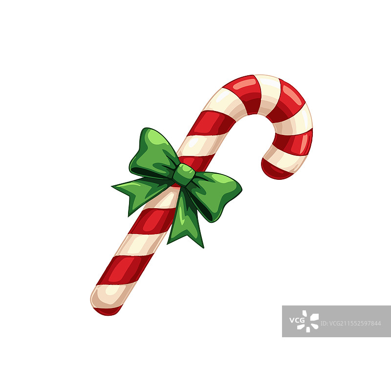 带有绿色蝴蝶结的拐杖糖图片素材