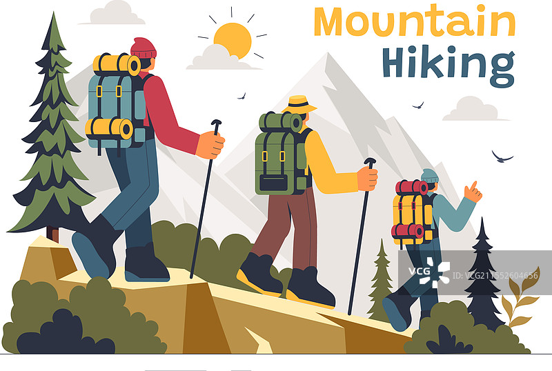 背包客在山中徒步旅行图片素材