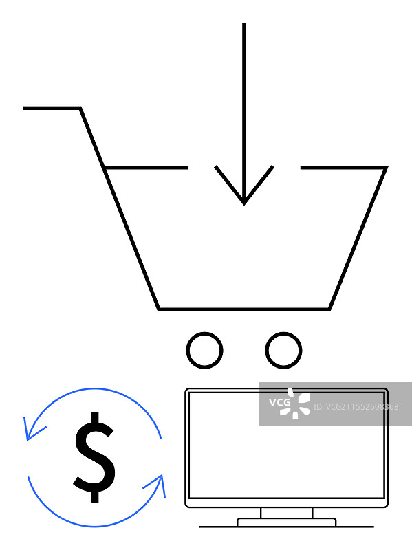 带有美元符号的数字购物车图片素材