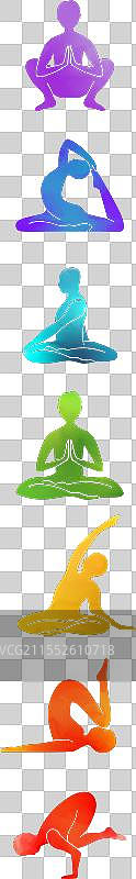 七个瑜伽体式的瑜伽垫设计图片素材