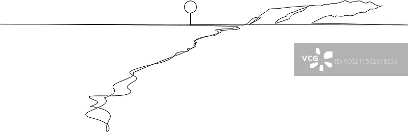 海滩与阳光的连续线条画图片素材