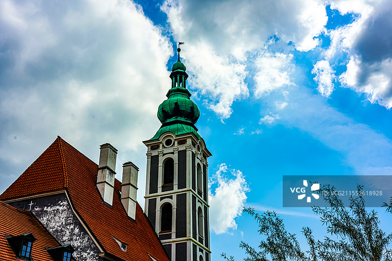 捷克斯洛伐克克鲁姆洛夫小镇风光欧式建筑图片素材