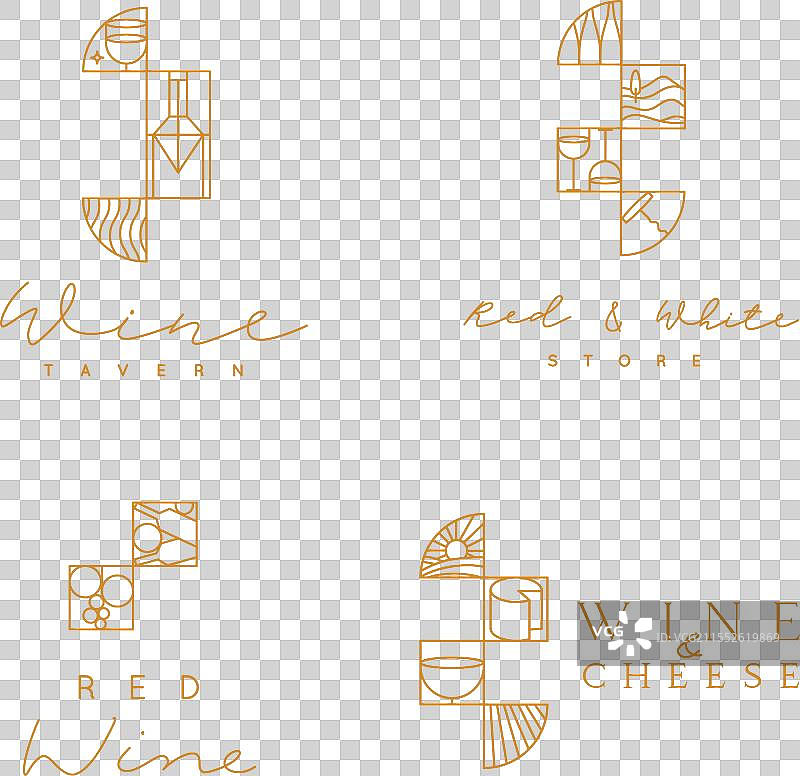 装饰艺术风格的酒标签，带有字母，米色背景图片素材