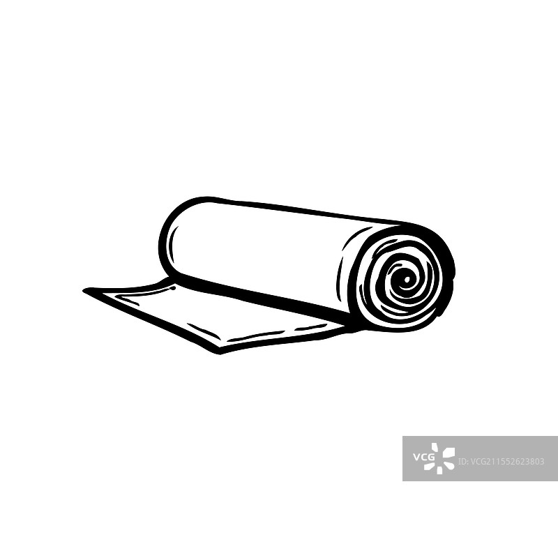 手绘的卷起瑜伽垫图片素材