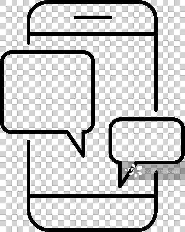 智能手机上的聊天和消息传递线条图标图片素材