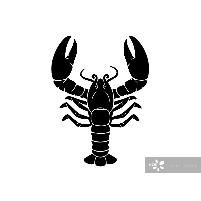 龙虾剪影海鲜餐厅标志设计图片素材