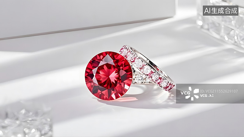 【AI数字艺术】红宝石戒指闪耀夺目图片素材