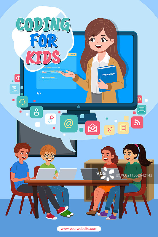 儿童编程学习海报图片素材