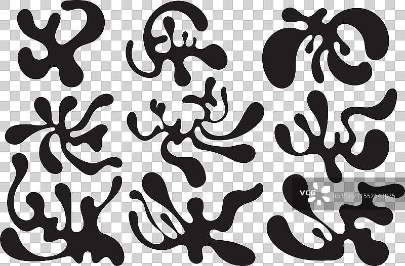 随机形状集：有机黑色斑点图片素材