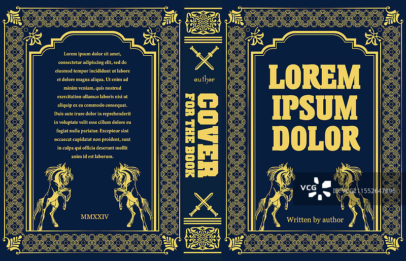 书籍封面设计，展示两匹马腾空而起图片素材