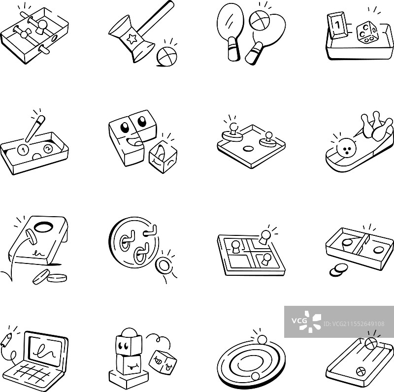 16个桌游涂鸦图标合集图片素材