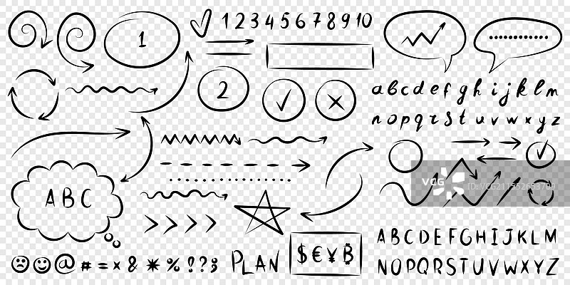 手中握着箭头圆圈和抽象涂鸦图标图片素材