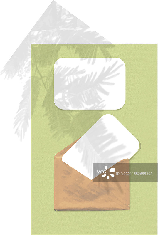 一个信封上放着两张白纸图片素材