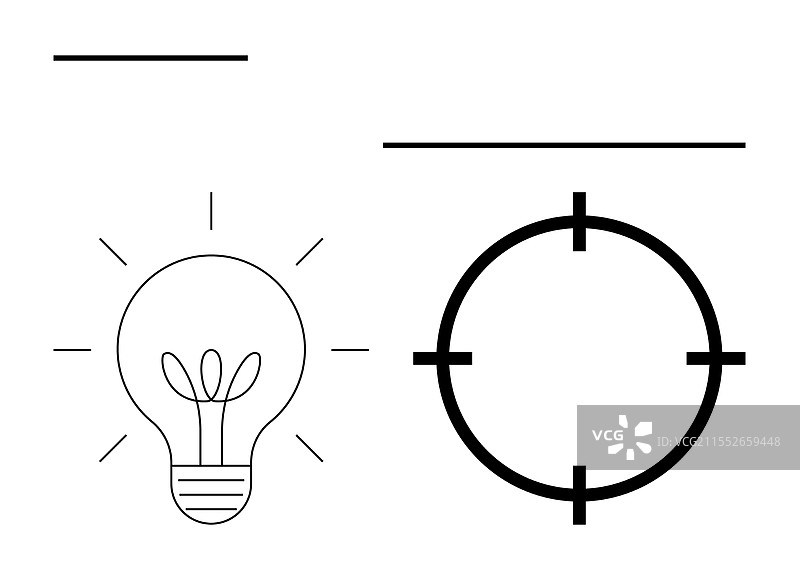 灯泡和十字准线象征创造力图片素材