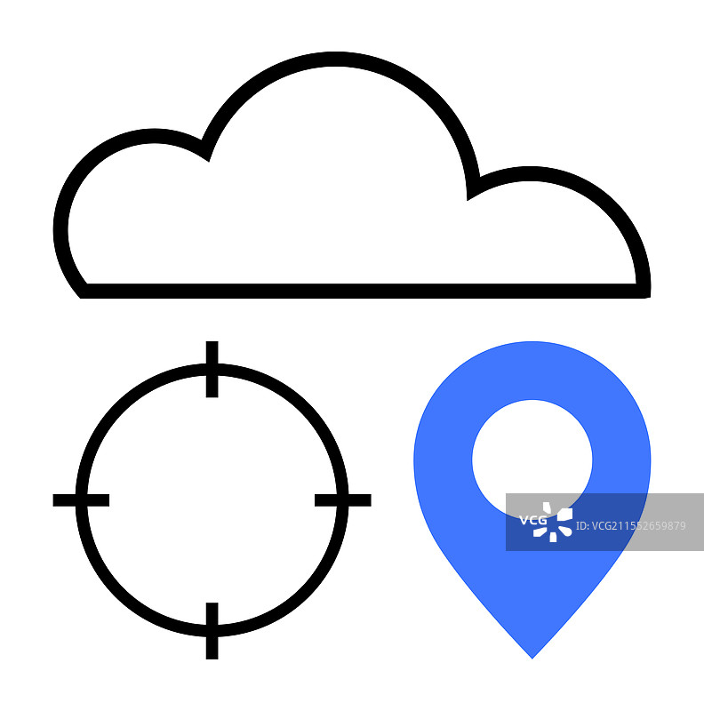云存储位置图钉和目标图标图片素材