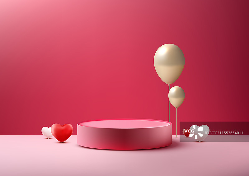 优雅的情人节场景与金色气球图片素材