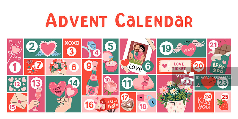 情人节惊喜卡片的倒计时日历图片素材