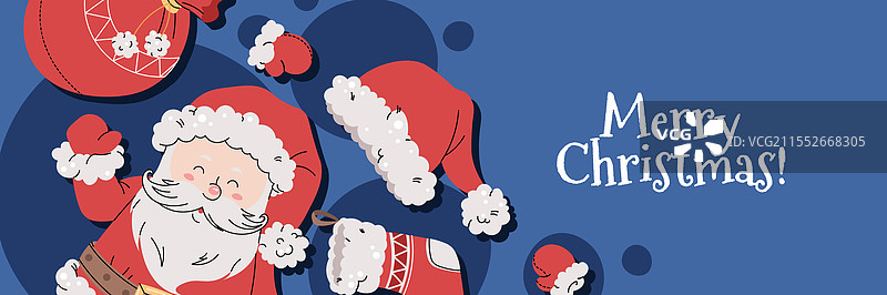 圣诞节横幅，上面有圣诞老人和圣诞袜图片素材