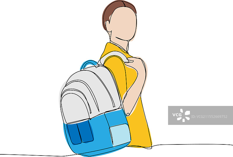 背着大书包的学生，里面装满了学习用品图片素材