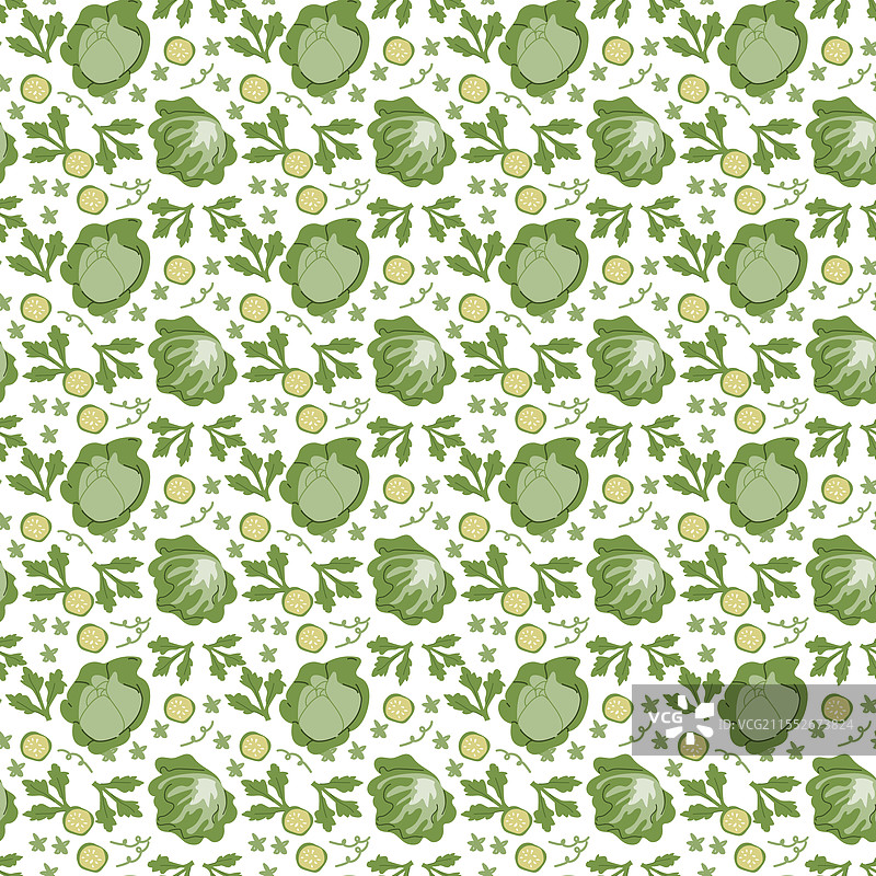 绿色卷心菜和西葫芦的无缝图案图片素材