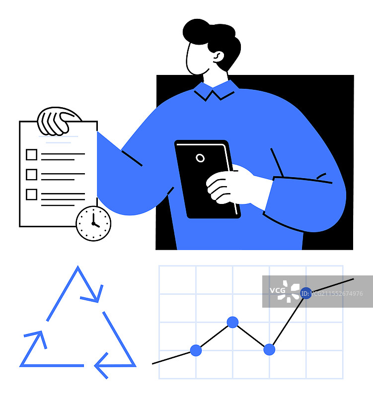 专业人士手持清单和平板电脑图片素材