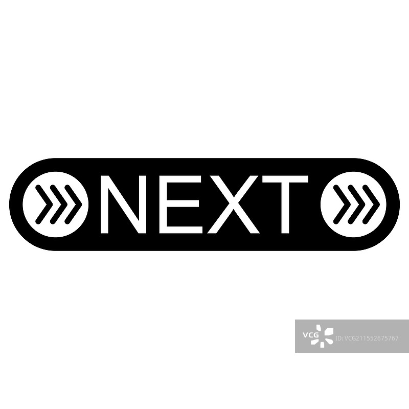 黑色按钮，上面有白色的“下一步”和箭头图片素材