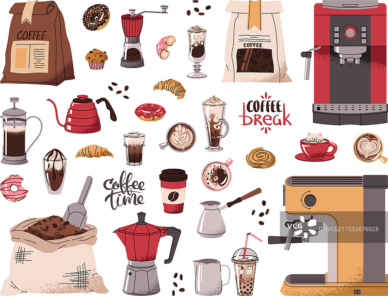 咖啡店的咖啡用品套件元素图片素材