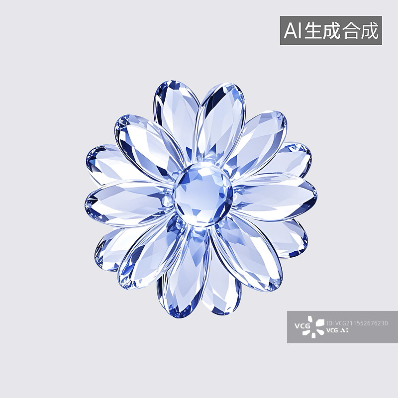 【AI数字艺术】水晶风格的向日葵3D图标图片素材