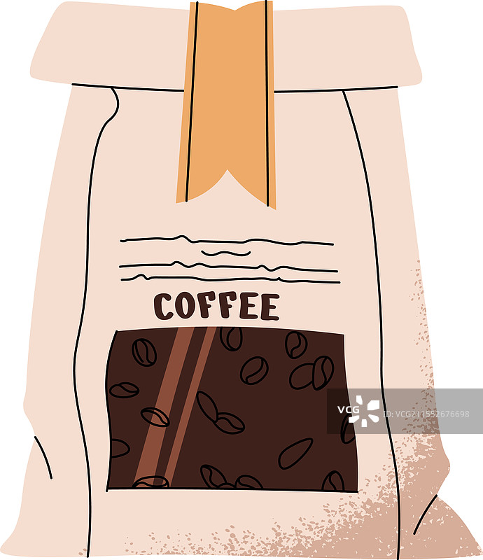 新鲜烘焙的咖啡袋封闭包装图片素材