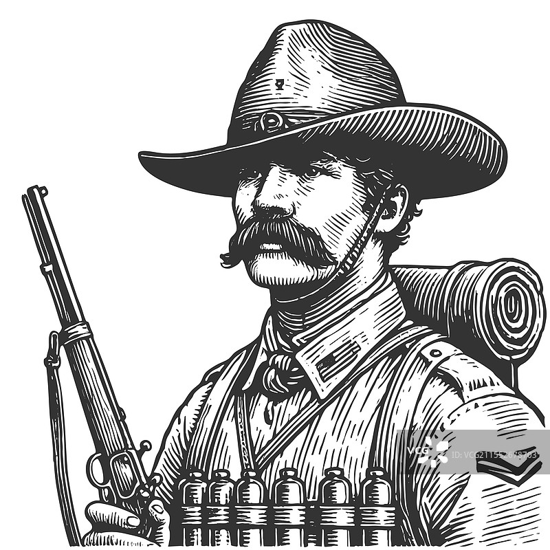 复古士兵手持步枪图片素材