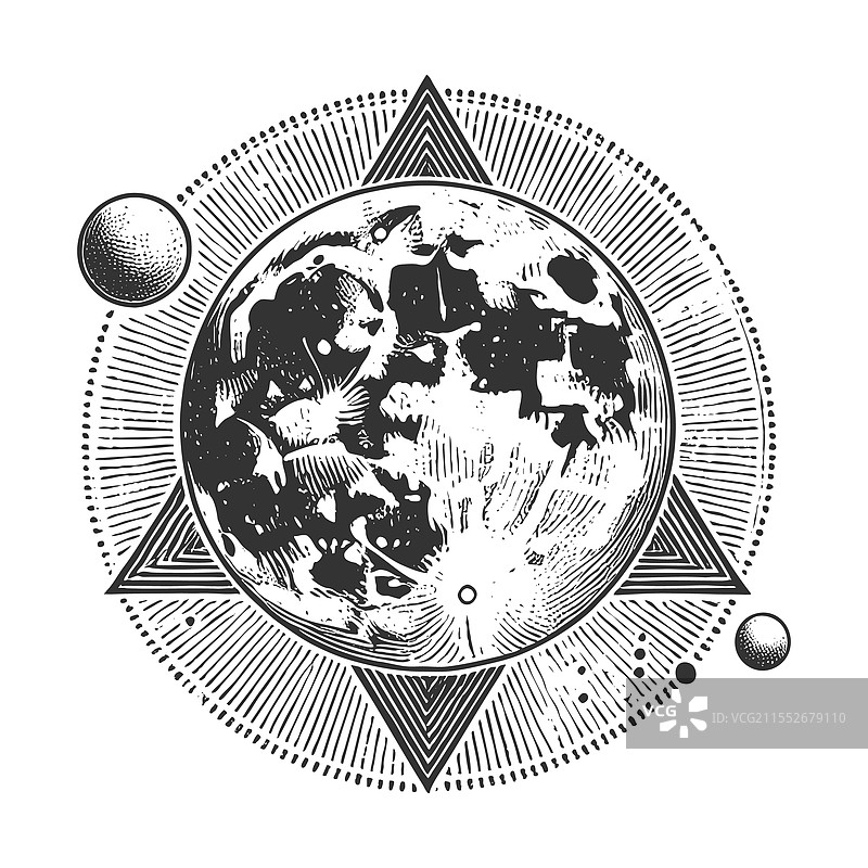 月亮雕刻草图图片素材