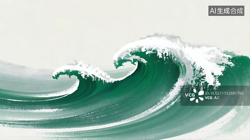 【AI数字艺术】墨韵海浪图片素材