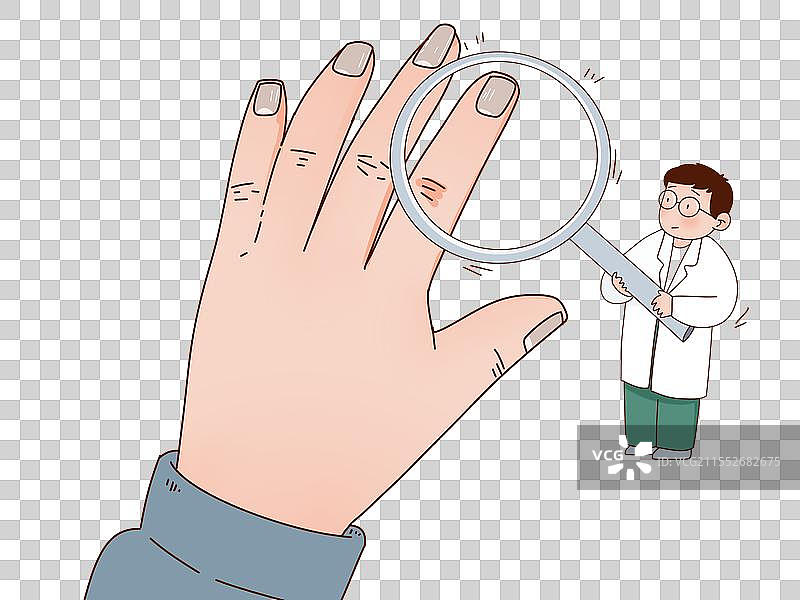 医生手拿放大镜 放大手指甲 灰指甲 细菌感染 指甲 真菌感染图片素材