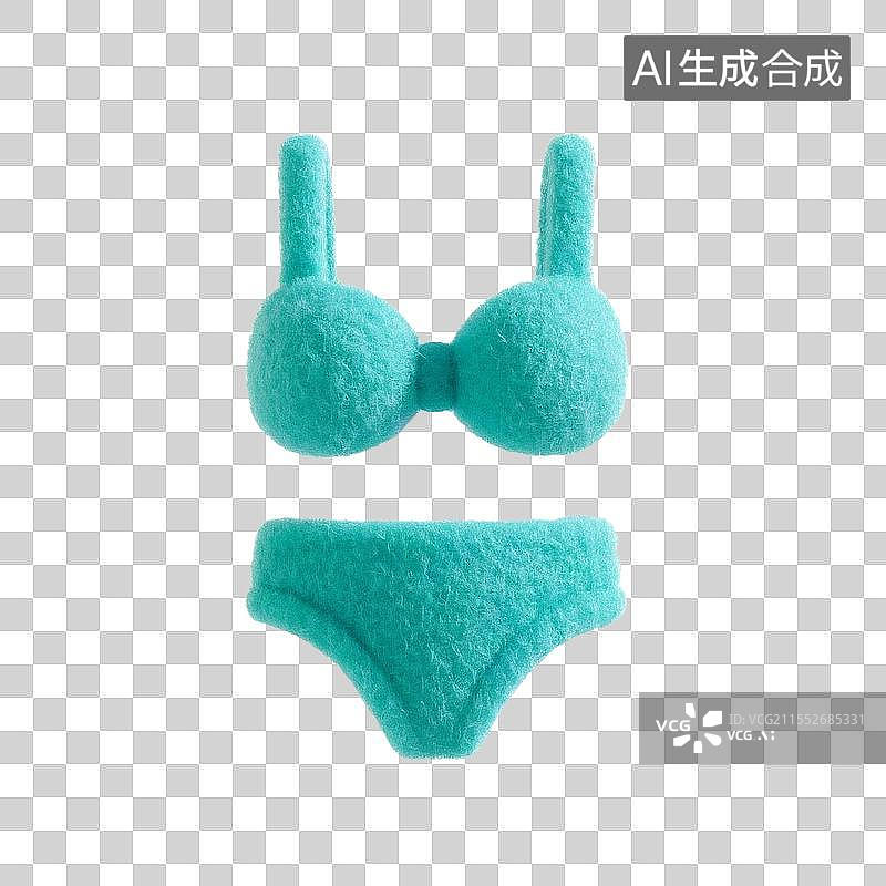 【AI数字艺术】3D卡通可爱毛毡夏日清凉泳装图片素材