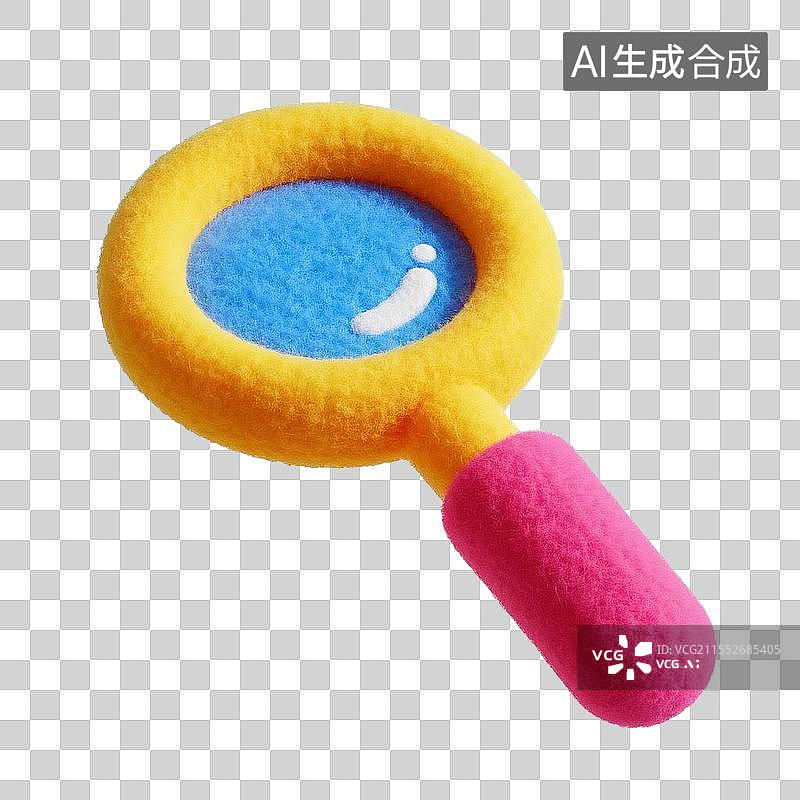 【AI数字艺术】3D卡通毛毡放大镜图片素材