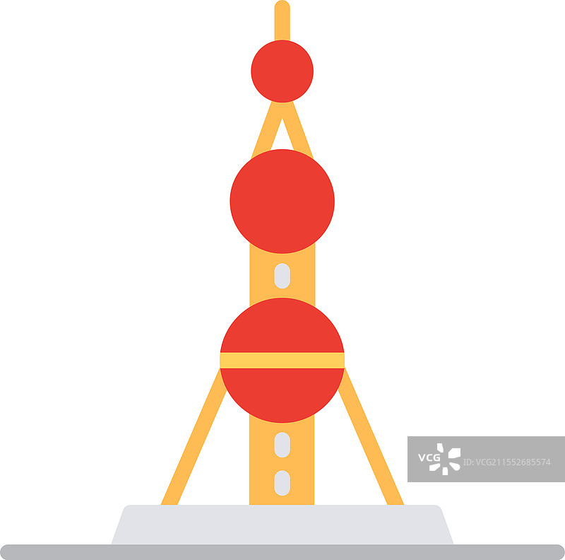 东方明珠塔扁平图标设计图片素材