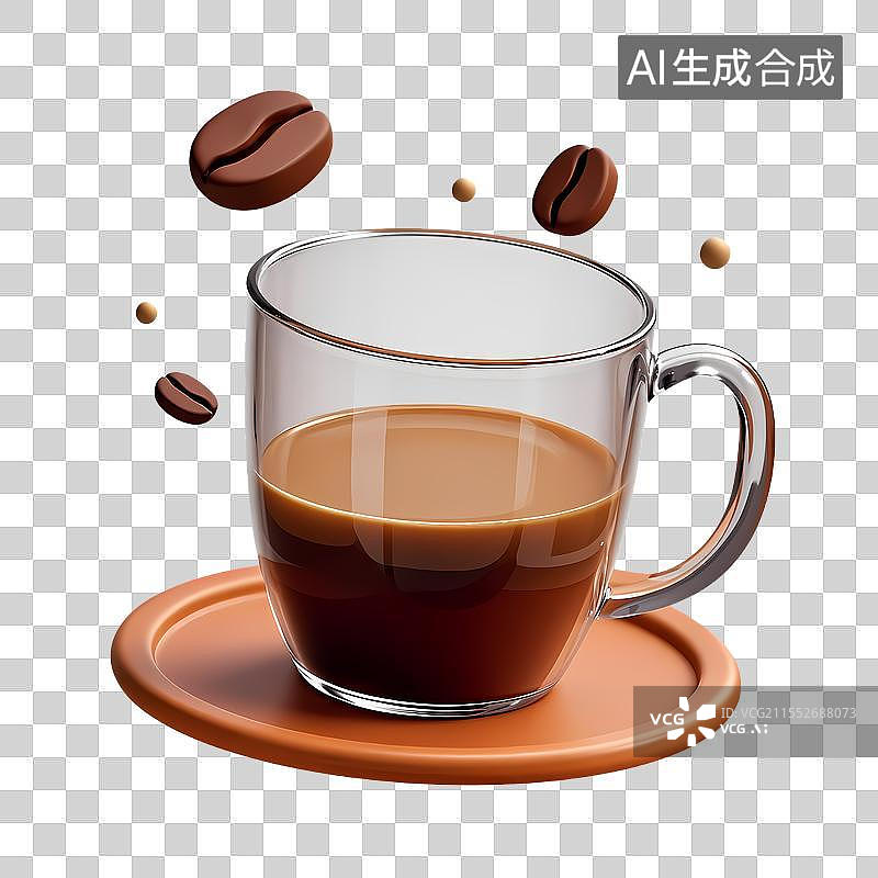 【AI数字艺术】咖啡杯与咖啡豆图片素材