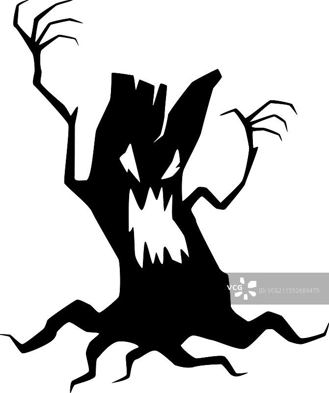 扭曲树枝的阴森剪影图片素材