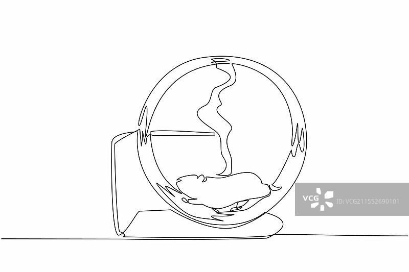 一笔连画的仓鼠在跑步图片素材