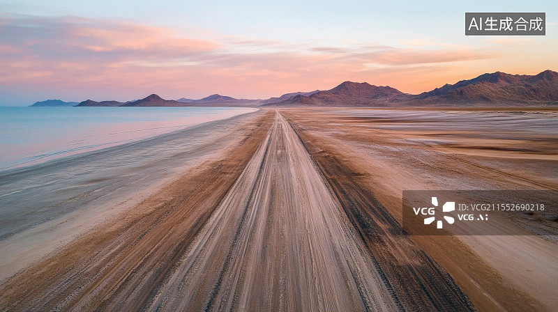 【AI数字艺术】公路上的车辙印，山路背景，背景图片素材
