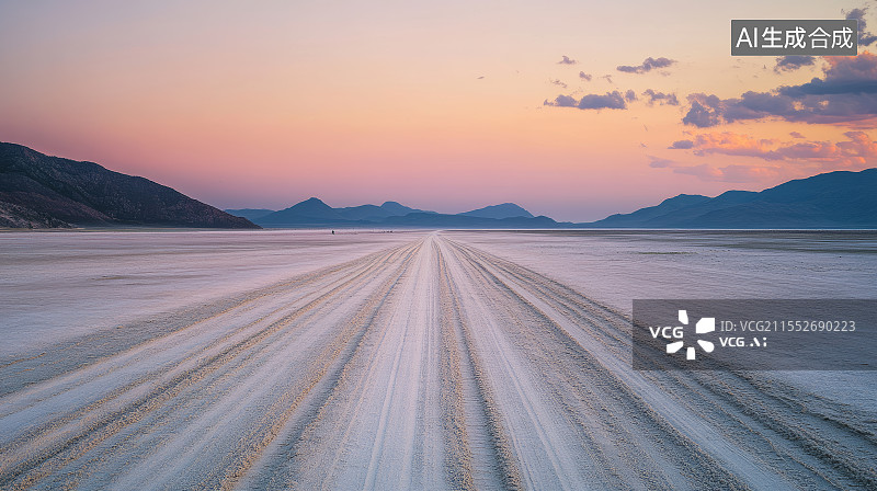 【AI数字艺术】公路上的车辙印，山路背景，背景图片素材