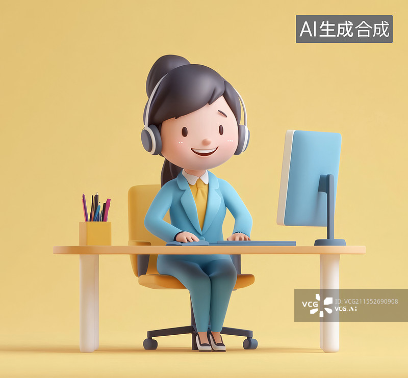 【AI数字艺术】3d女客户服务代表图片素材