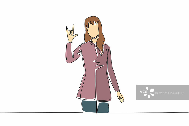 一笔画出年轻女性的轮廓图片素材