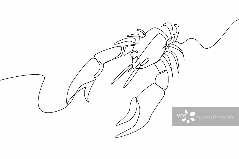 连续一笔画的龙虾摆姿势图片素材