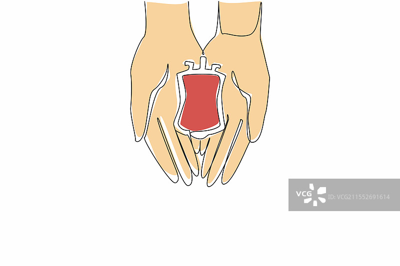 一笔画的两只张开的手在上方图片素材