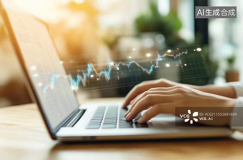 【AI数字艺术】商务人士精英，和股市数据的波动图片素材