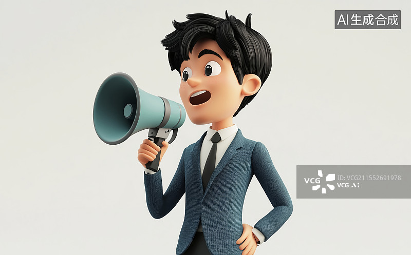 【AI数字艺术】销售人士正在拿着喇叭促销图片素材