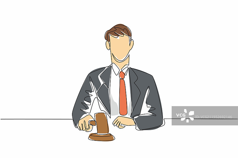 男性拍卖师的连续一笔画图片素材